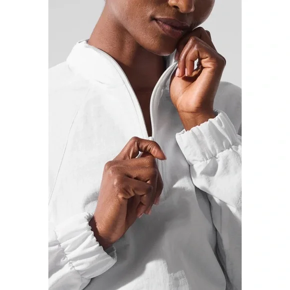 Alo Yoga Cropped 1/4 Zip Alumni Pullover White S - Picture 5 of 15